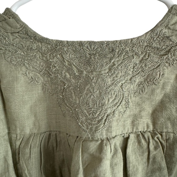 Free People Laurie Embroidered Top Medium Green - Picture 9 of 9